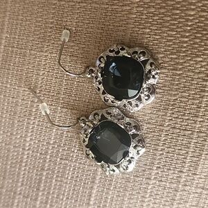 Marlyn Schiff Dark Blue Gray & Silver-Tone Dangle Earrings, NWOT